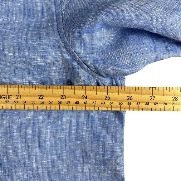 Simons Short Sleeve Button Up Shirt Men's Heritage Chic Flax Linen - Picture 7 of 13